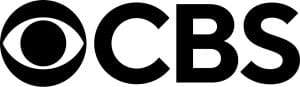 The CBS logo features a bold black eye symbol followed by the large, capitalized letters CBS in black on a white background.