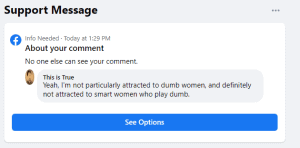 Info Needed: No one else can see your comment. [See Options]