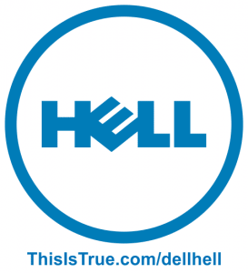 The Dell Computer logo, except it was modified to read 'Hell' instead.