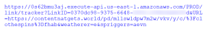 The destination of the link is a very long URL on a private server.