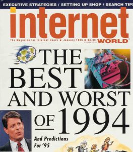 Cover of Internet World magazine, January 1995 issue, featuring the headline The Best and Worst of 1994 (and Predictions for '95).