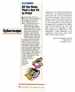 The clip from Newsweek, plus my (unpublished) letter to the editor.