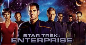 Title card for Star Trek: Enterprise, showing the primary cast members.