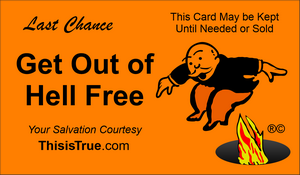 An orange Get Out of Hell Free card.