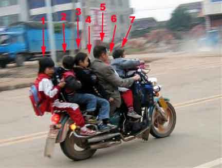 Family of 7 on one bike.