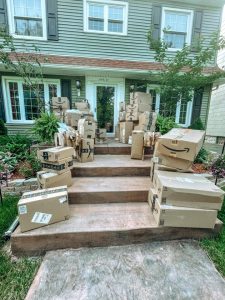 Dozens of packages on front porch.