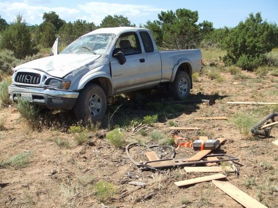 The crashed truck.