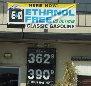 Signs touting 'classic' gasoline