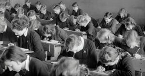 Students working at their desks.