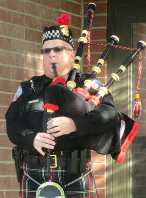 Scott Mills with his pipes