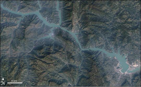 Satellite image after the Three Gorges Dam.