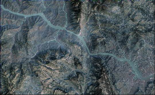 Satellite image before the Three Gorges Dam.