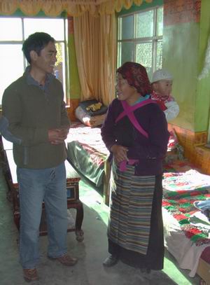 Inside a house in Tibet.